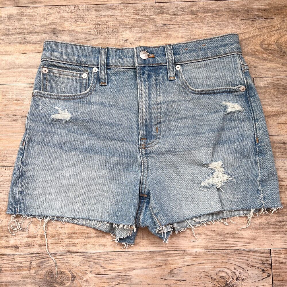 Madewell The Perfect Jean Short Light Wash Distressed Denim Size 26 Summer